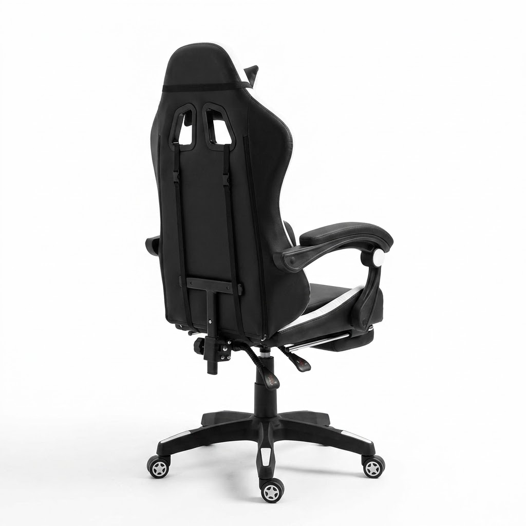 Silla Gamer CCS Blanca y Negra — Con Reposapiés