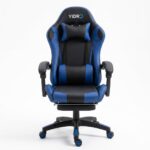 Silla Gamer CCS Azul y Negra — Con Reposapiés