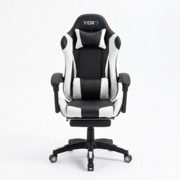 Silla Gamer CCS Blanca y Negra — Con Reposapiés