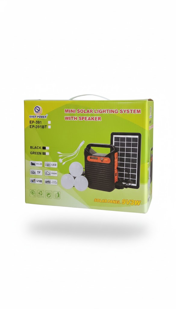 RADIO FM USB CON ESTACION DE CARGA PANEL SOLAR Y FOCOS