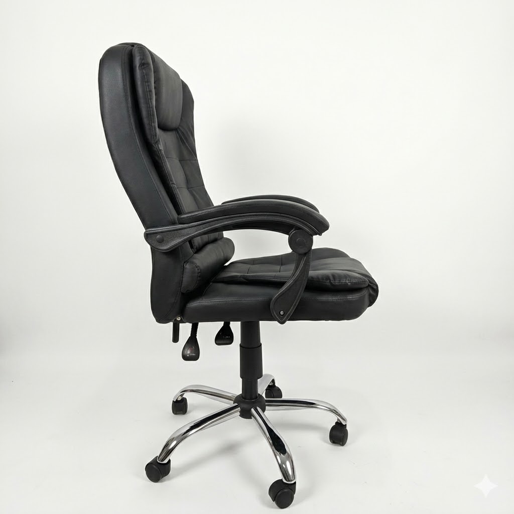 Silla Ejecutiva Lara YIDRO — base metálica cromada con 5 ruedas 360°