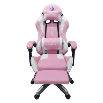 Silla Gamer Mytech con Masajeador Lumbar Rosa con Blanco