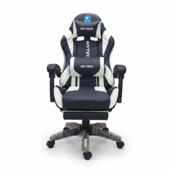 Silla Gamer Mytech con Masajeador Lumbar Blanca con Negro