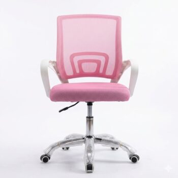 silla de oficina básica económica y de malla Rosada