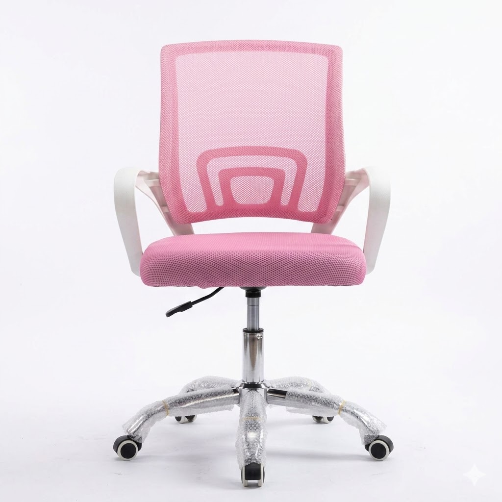 silla de oficina básica económica y de malla Rosada