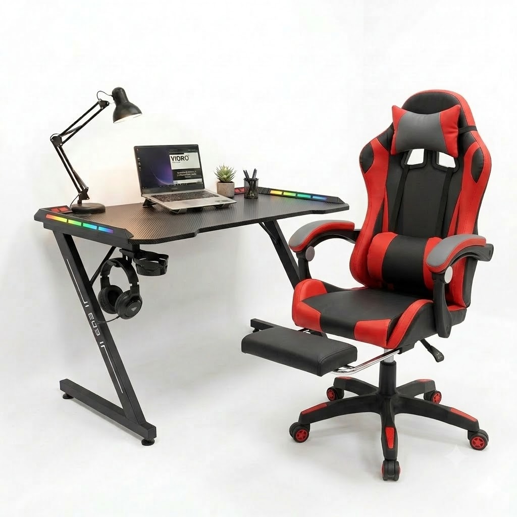 Combo Red Zone silla gamer CCS y escritorio gaming RGB YIDRO Costa Rica